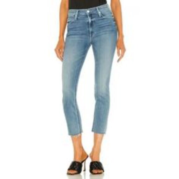 Mother The Mid Rise Dazzler Crop Fray Size 32 Blowing Kisses - Picture 1 of 11